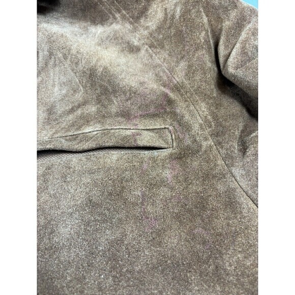 Rainforest Suede Coat Jacket Brown Large Zipper Snap Closure Drawstring Waist - Picture 15 of 16